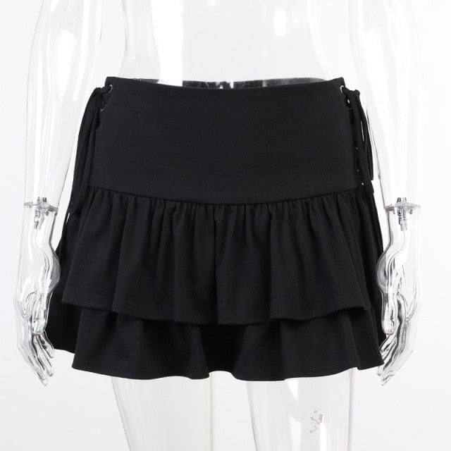 Sweet Lace Plaid High Waist Pleated Mini Skirts