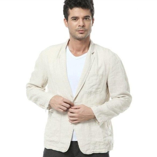 Natural Linen Thin Fashion Peacoats Trench Casual Suit
