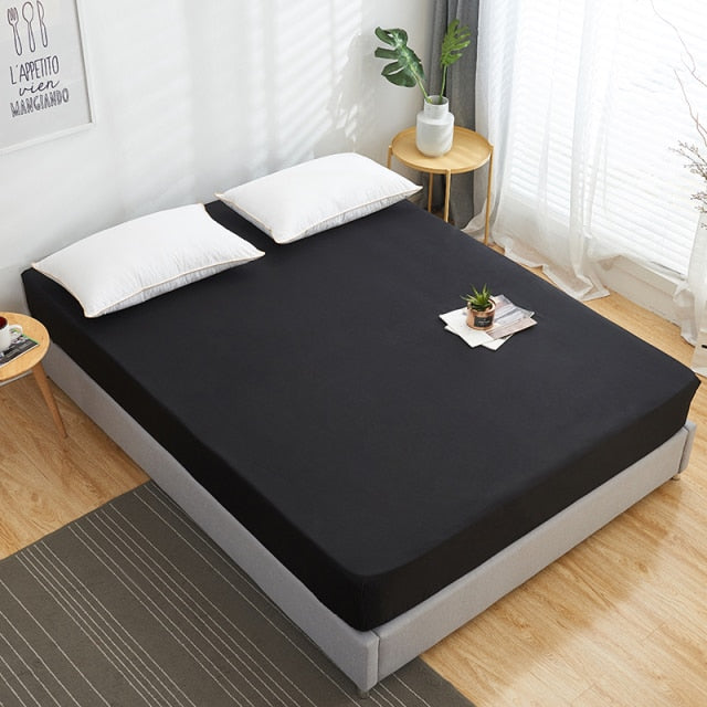 1Pc Cotton Fitted Solid Color Bed Sheet