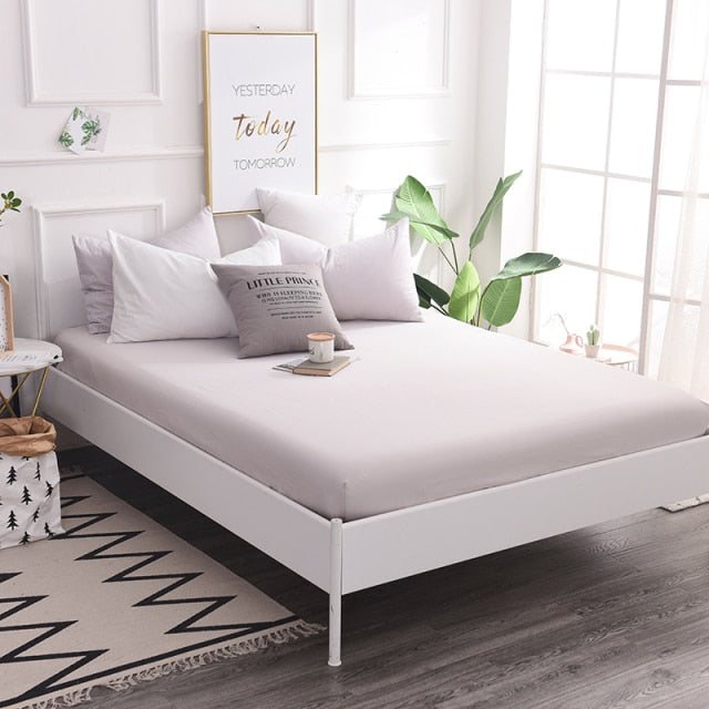 Cotton Fitted Sheet Quality Solid Color Bed Sheet