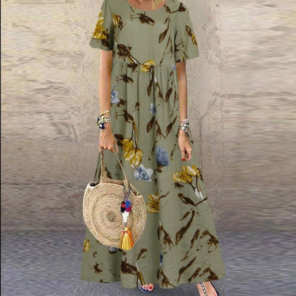 Maxi Dress Sundress Casual Short Sleeve