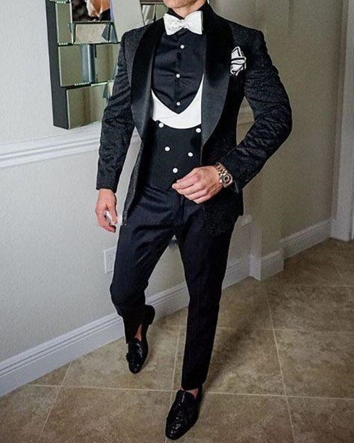 Italian Design Custom Made Black Smoking Tuxedo