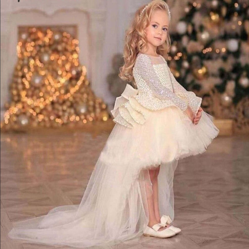 Puffy Sequin Mesh Ball Gown Kids
