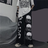Anime Print Wide Leg Pants Women