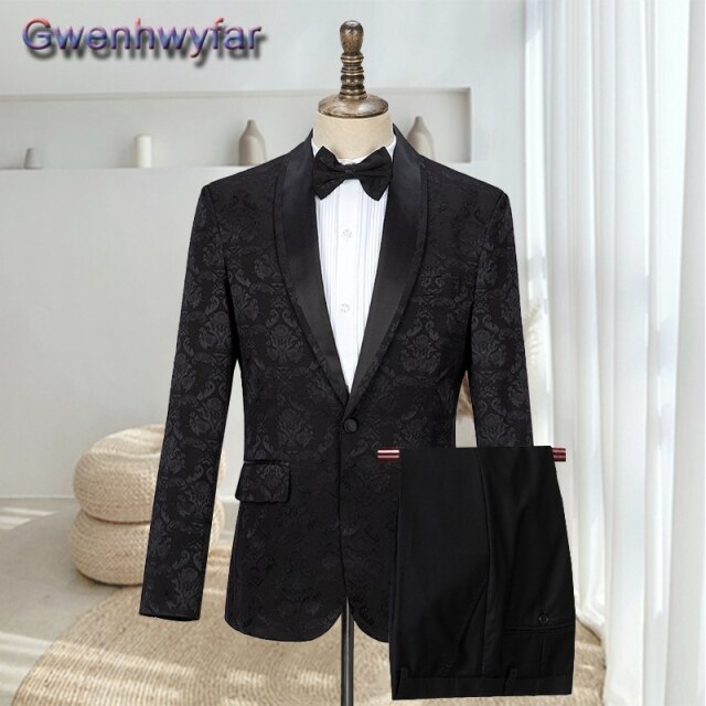 Gwenhwyfar Men's Red Weding Formal Suit, 2021 Custome Homme Mariage, New Tailored Groomsmen Tuxedos,2 Pieces Set Terno Masculino