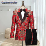 Gwenhwyfar Men's Red Weding Formal Suit, 2021 Custome Homme Mariage, New Tailored Groomsmen Tuxedos,2 Pieces Set Terno Masculino
