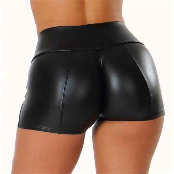 High Waist Faux Leather Elastic Push up Short Pants
