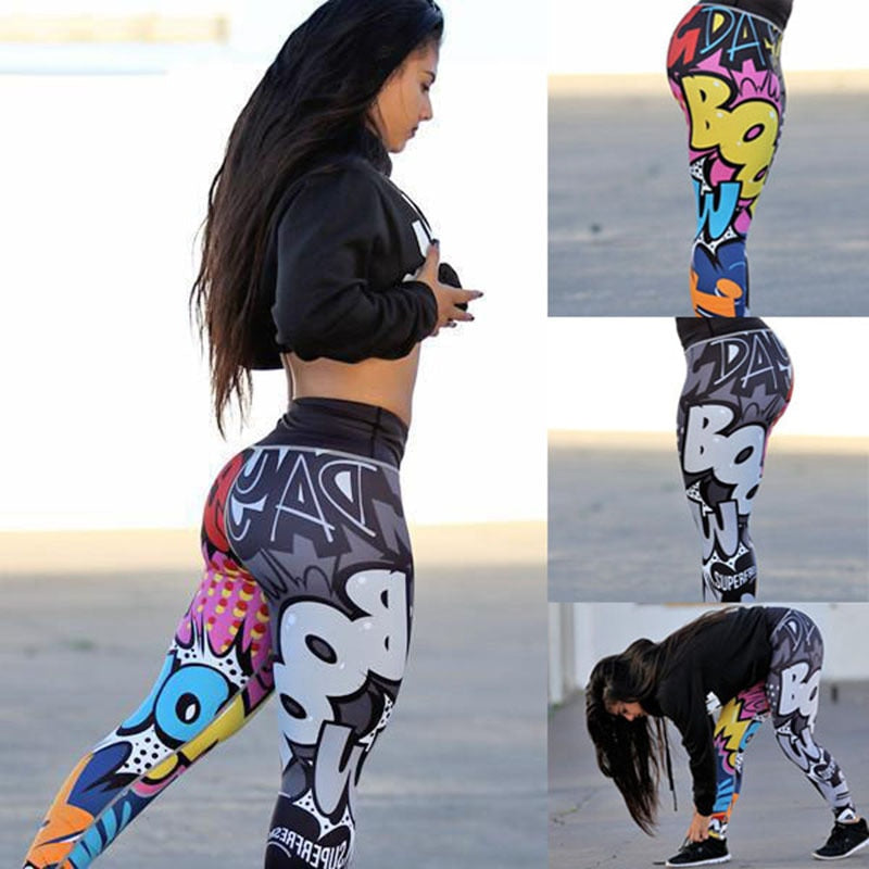 Women Digital Printing Workout Fitness Long Scrunch Bums Leggings