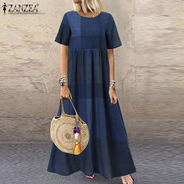 Maxi Dress Sundress Casual Short Sleeve