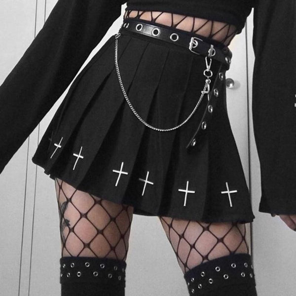High Waist Mini Skirts Punk Pleated Gothic Streetwear