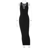 Dulzura Ribbed Knitted Stripe Women Pure Sleeveless Midi Dress V Neck Bodycon Sexy Streetwear Party Club Elegant 2021 Summer