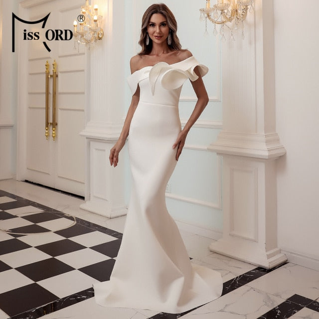 One Shoulder Party Dress Evening Backles  Maxi