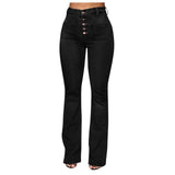 Women's Pants Flare Leg Jeans Women Mid Waist Slim Loose Bell Pants Stretch Casual Split Washed Mom Fashion Trousers #T3G