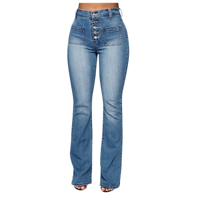 Women's Pants Flare Leg Jeans Women Mid Waist Slim Loose Bell Pants Stretch Casual Split Washed Mom Fashion Trousers #T3G
