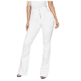 Women's Pants Flare Leg Jeans Women Mid Waist Slim Loose Bell Pants Stretch Casual Split Washed Mom Fashion Trousers #T3G
