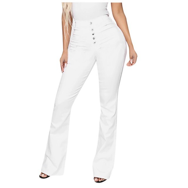 Women's Pants Flare Leg Jeans Women Mid Waist Slim Loose Bell Pants Stretch Casual Split Washed Mom Fashion Trousers #T3G