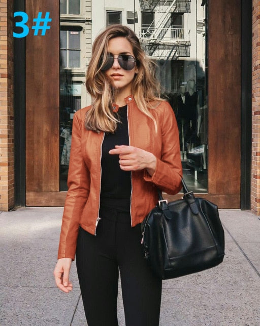 Jacket Women Coat Jackets PU Leather Long Sleeve Coat