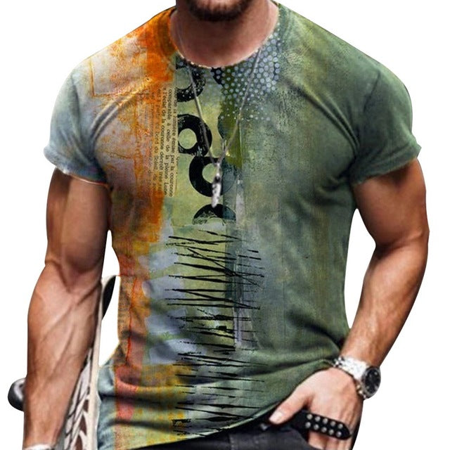 Vintage Oversized Short Sleeve T Shirts Ethnic Style 3D Print