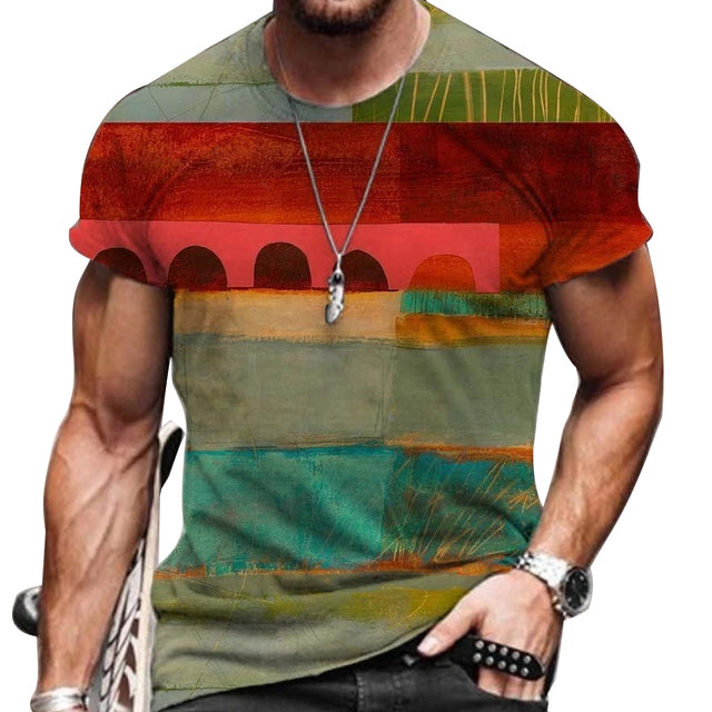 Vintage Oversized Short Sleeve T Shirts Ethnic Style 3D Print