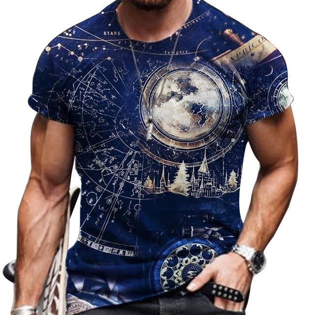 Vintage Oversized Short Sleeve T Shirts Ethnic Style 3D Print