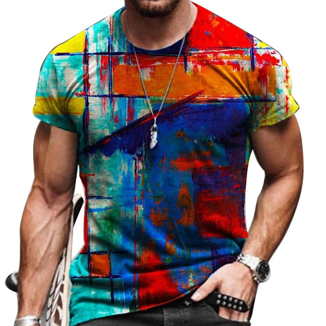 Vintage Oversized Short Sleeve T Shirts Ethnic Style 3D Print