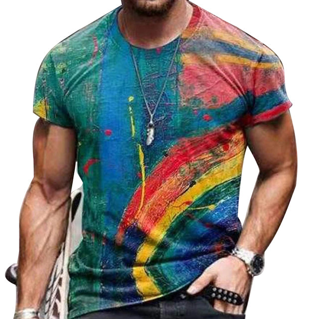 Vintage Oversized Short Sleeve T Shirts Ethnic Style 3D Print