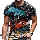 Vintage Oversized Short Sleeve T Shirts Ethnic Style 3D Print