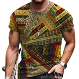 Vintage Oversized Short Sleeve T Shirts Ethnic Style 3D Print