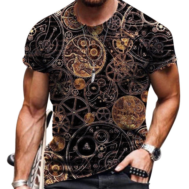 Vintage Oversized Short Sleeve T Shirts Ethnic Style 3D Print