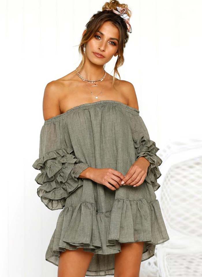 Backless Sexy Off Shoulder Sundress Casual Ruffles