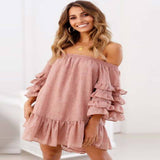 Backless Sexy Off Shoulder Sundress Casual Ruffles
