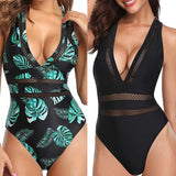 Hollow Out Mesh Deep V Neck Plunge Backless