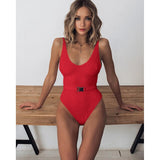 Plunge Neck Swimwear Women Backless Brazilian Monokini