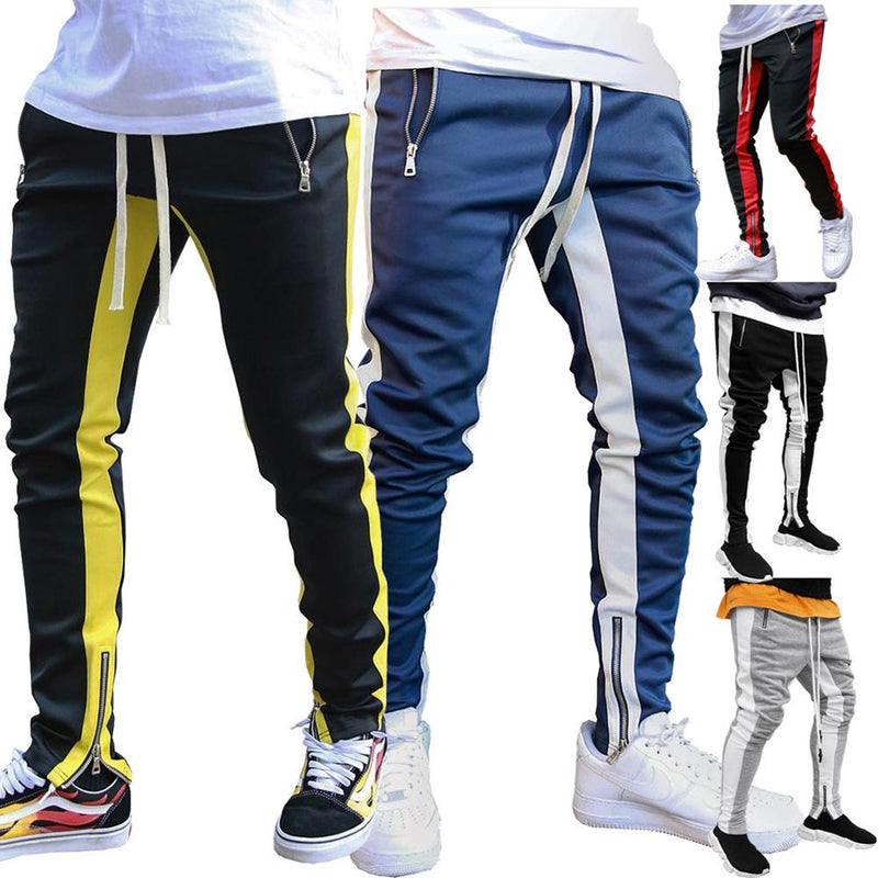 Jogging Pants Block Zip Pockets