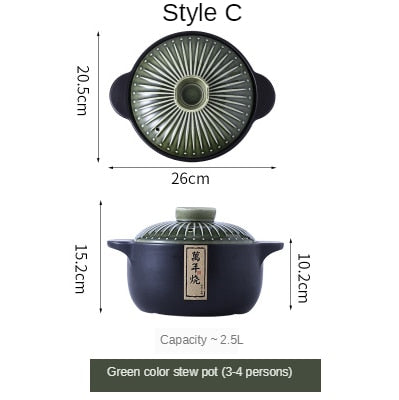Ceramic Green Blue 2.5-6L Multiple Size Cooking Pot
