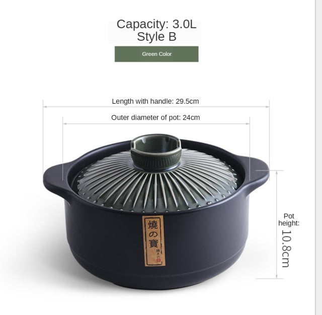 Ceramic Green Blue 2.5-6L Multiple Size Cooking Pot