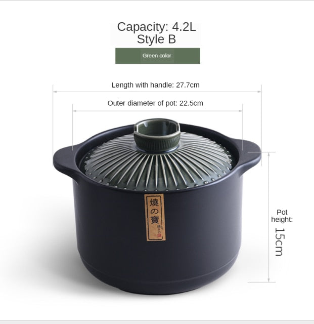 Ceramic Green Blue 2.5-6L Multiple Size Cooking Pot