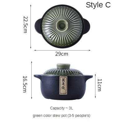 Ceramic Green Blue 2.5-6L Multiple Size Cooking Pot