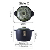 Ceramic Green Blue 2.5-6L Multiple Size Cooking Pot