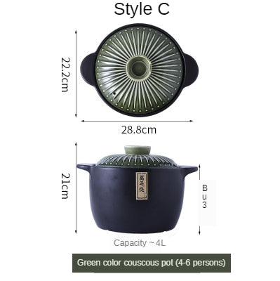 Ceramic Green Blue 2.5-6L Multiple Size Cooking Pot