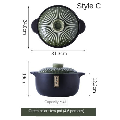 Ceramic Green Blue 2.5-6L Multiple Size Cooking Pot