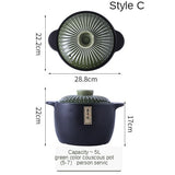 Ceramic Green Blue 2.5-6L Multiple Size Cooking Pot