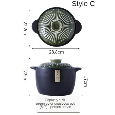 Ceramic Green Blue 2.5-6L Multiple Size Cooking Pot