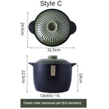 Ceramic Green Blue 2.5-6L Multiple Size Cooking Pot