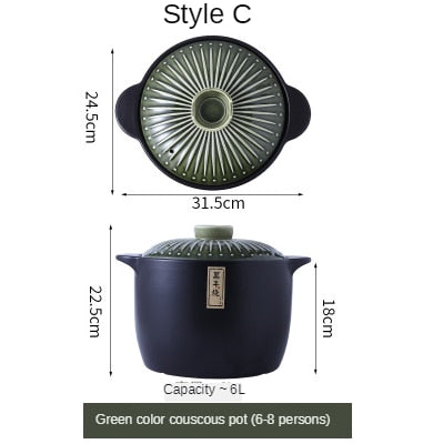 Ceramic Green Blue 2.5-6L Multiple Size Cooking Pot