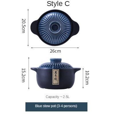 Ceramic Green Blue 2.5-6L Multiple Size Cooking Pot