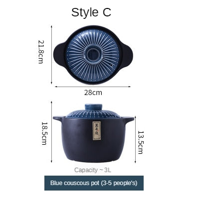 Ceramic Green Blue 2.5-6L Multiple Size Cooking Pot