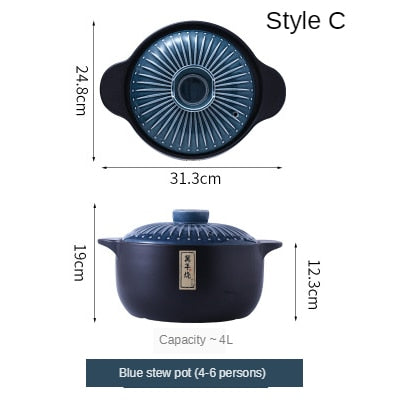 Ceramic Green Blue 2.5-6L Multiple Size Cooking Pot
