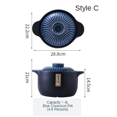 Ceramic Green Blue 2.5-6L Multiple Size Cooking Pot