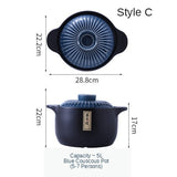 Ceramic Green Blue 2.5-6L Multiple Size Cooking Pot